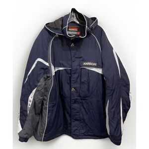 Karbon Winter Snow Ski Jacket Multi‎ Pocket Blue Men's XL Thermolite Hooded